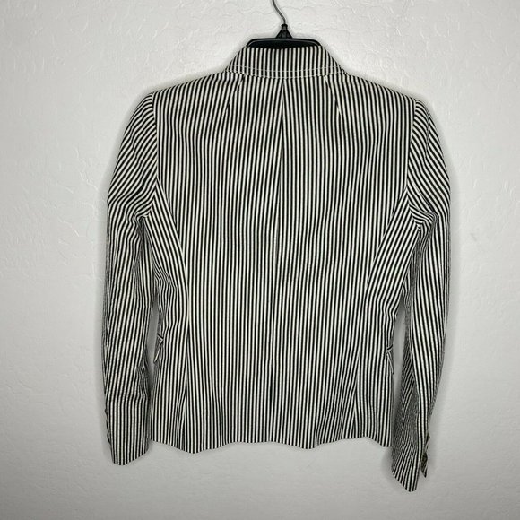 J Crew Black White Stripe Two Button Schoolboy Blazer Jacket - Picture 3 of 9